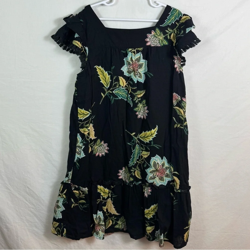 Old Navy Black Dress with Floral Pattern Girls Size L